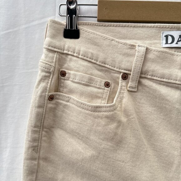 NWT Daze Shy Girl In Raw Cut-Off High Rise Crop Flare Jeans Beige Womens 31 - Picture 12 of 16
